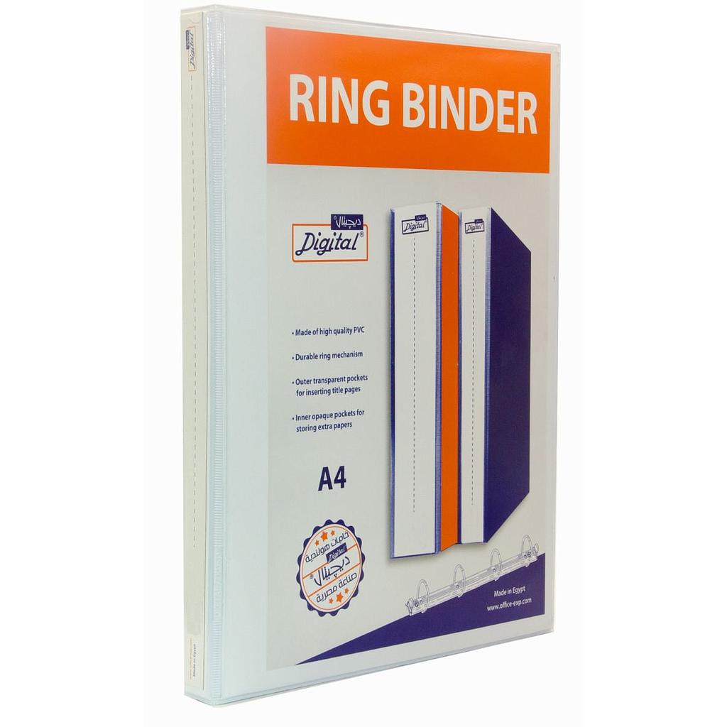 Digital 2D Ring Loose Leaf-  w/ Pocket - White 2.5cm