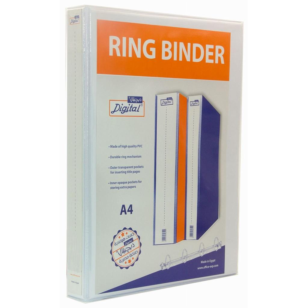 Digital 2D Ring Loose Leaf -  w/ Pocket - White 3.5cm