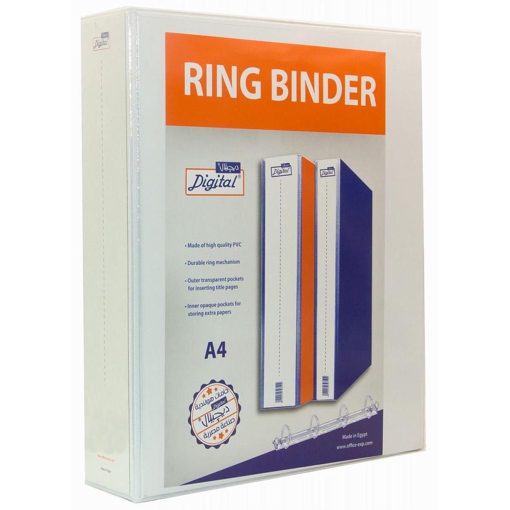 Digital 2D Ring Loose Leaf - w/ Pocket - White - 8cm