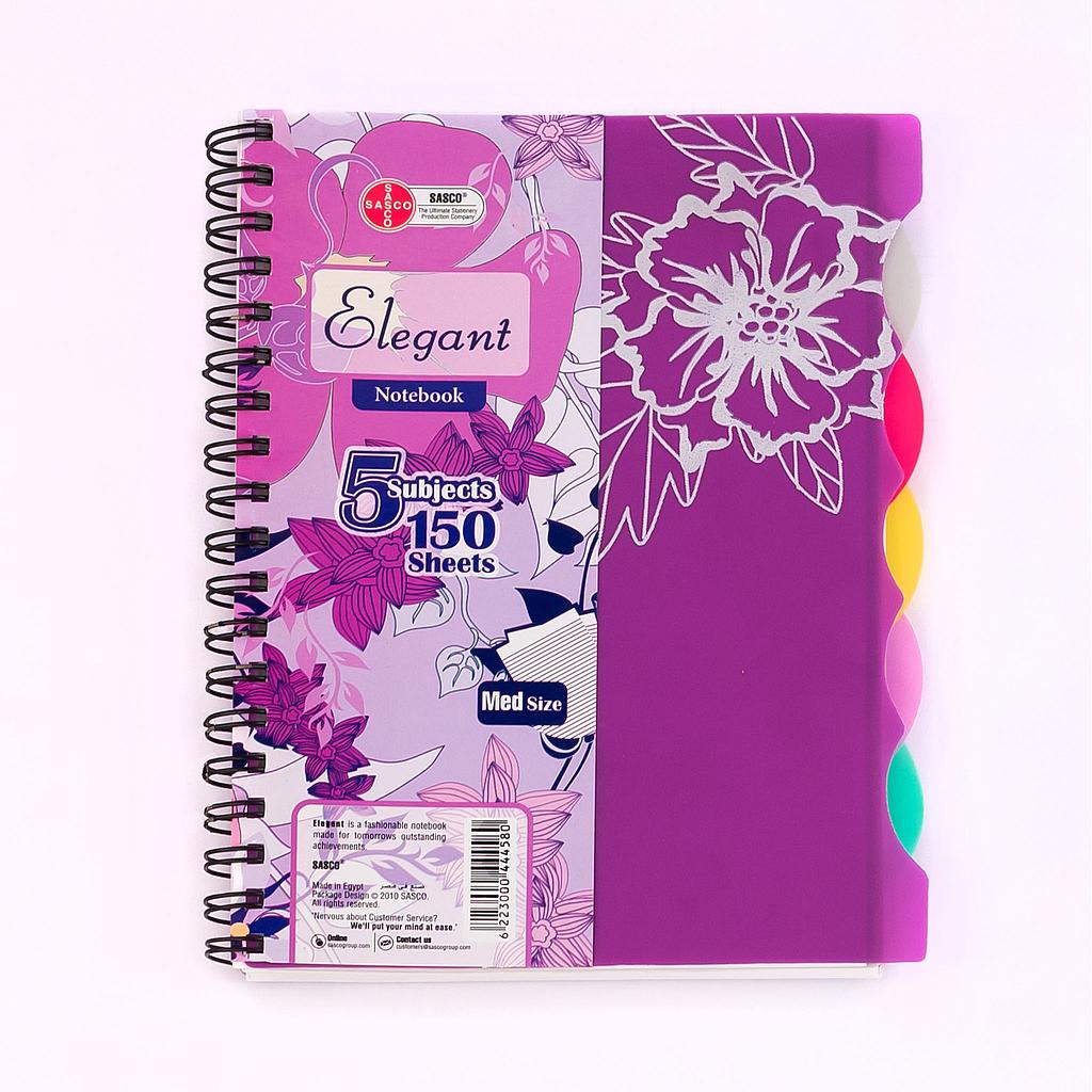 Sasco Elegant Notebook - 5 Subjects - 150 Pages - A5