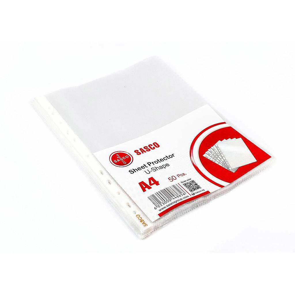 Sasco U-Shape Pocket Heavy Duty Crystal - A4 - 80 Microns - Pack 50