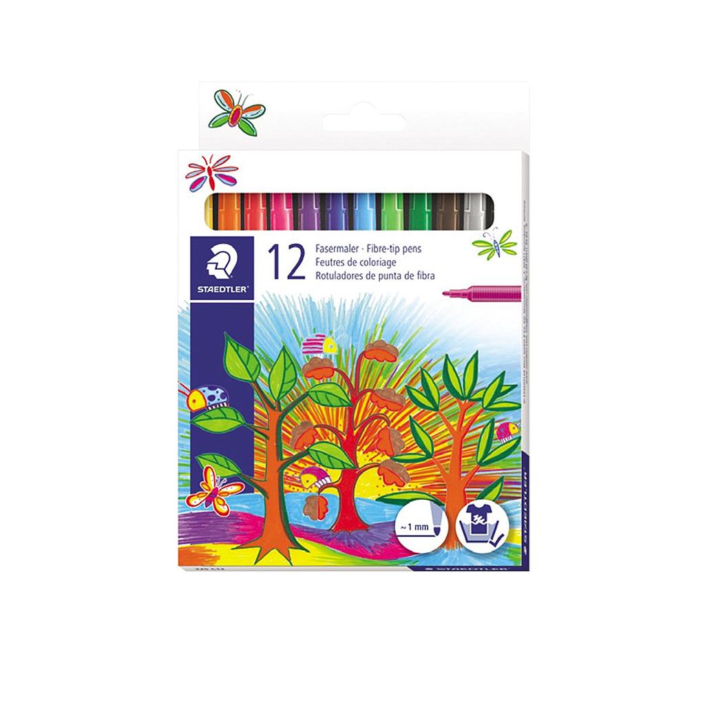 Staedtler Colored Fiber-tip Markers - Pack of 12