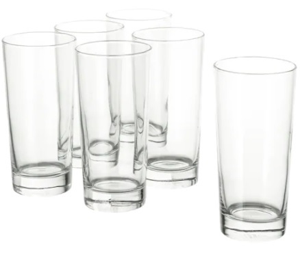 Water  Glasses- Transparent Clear - Set of 6
