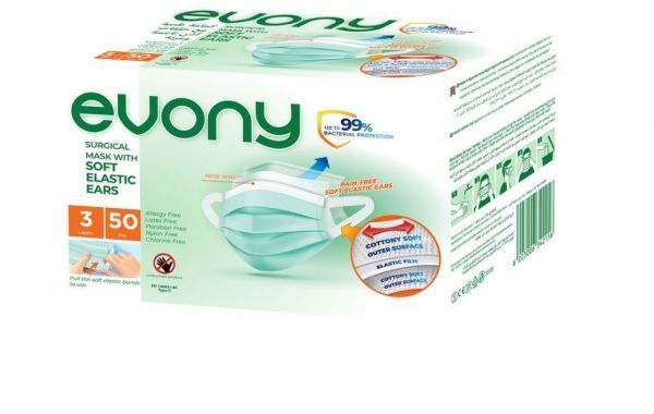 Evony Disposable Sanitized Face Mask - Pack of 50
